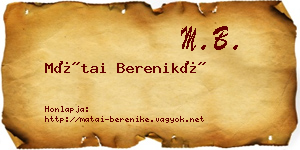 Mátai Bereniké névjegykártya